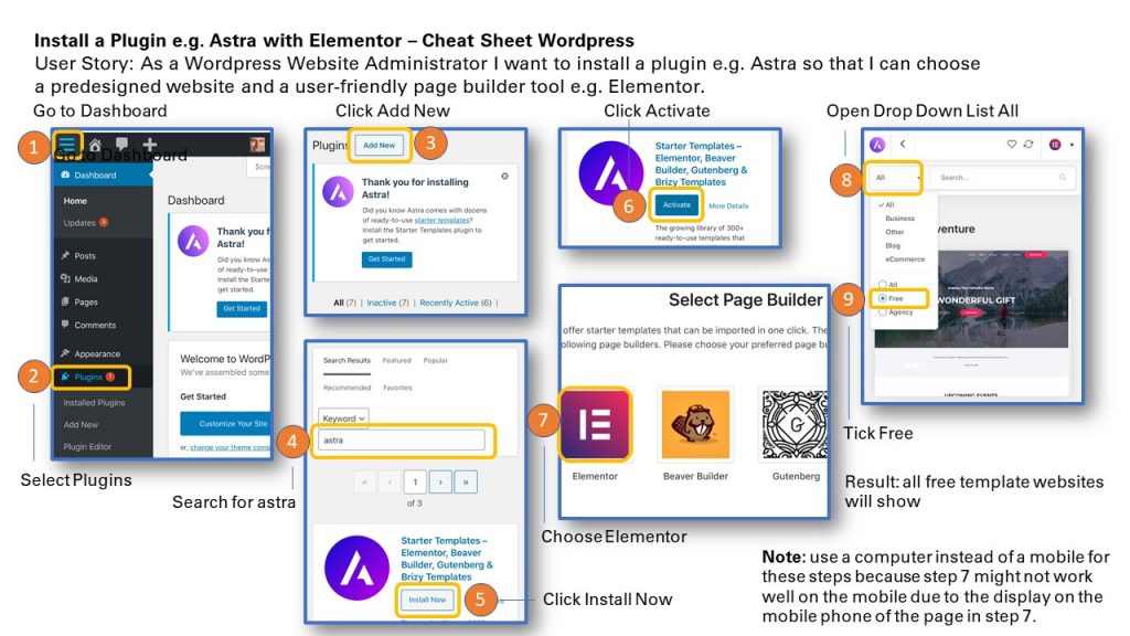 Install Plugin WordPress Astra Elementor